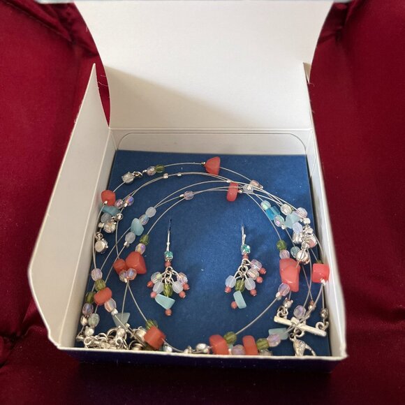 Soft Colorful 3 layers Cable Necklace and Earring Giftset - Picture 5 of 6